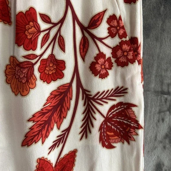 Loft Women's Small Floral Pull On Wide Leg Cropped Pants Pockets Travel Resort - Picture 7 of 16